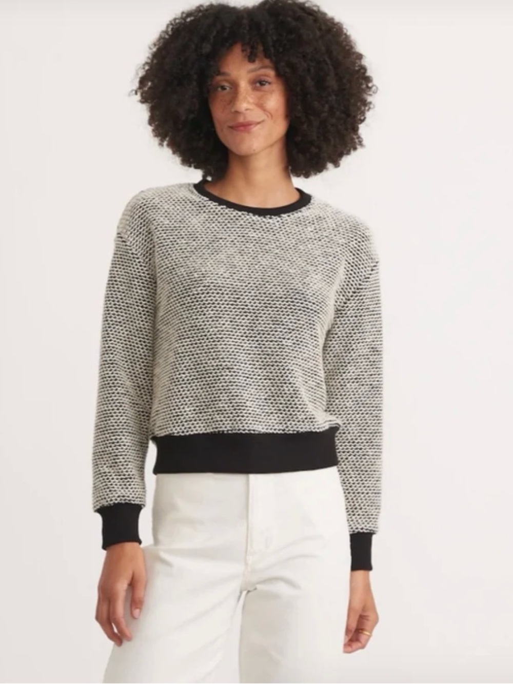 Marine Layer Black and White Birdseye Sweater